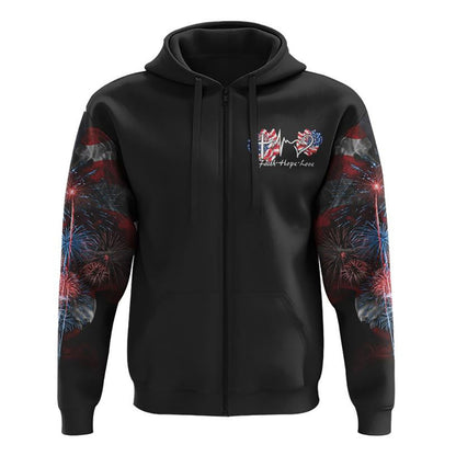 Faith America Flag Rose All Over Print 3D Hoodie, Christian Hoodie, Christian Sweatshirt, Bible Verse Shirt