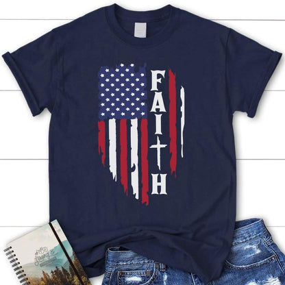 Faith And American Flag Christian T Shirt, Blessed T Shirt, Bible T shirt, T shirt Women