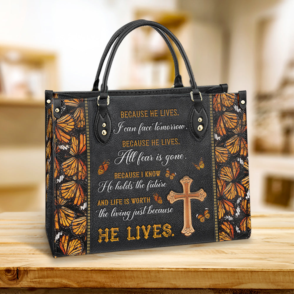 Faith Because He Live Leather Bag, Women's Pu Leather Bag, Best Mother's Day Gifts