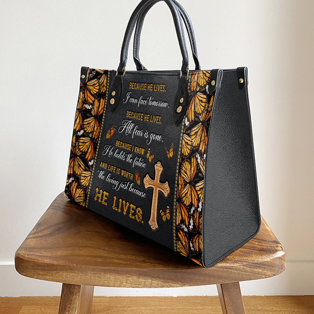 Faith Because He Live Leather Bag, Women's Pu Leather Bag, Best Mother's Day Gifts