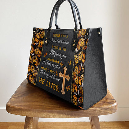 Faith Because He Live Leather Bag, Women's Pu Leather Bag, Best Mother's Day Gifts