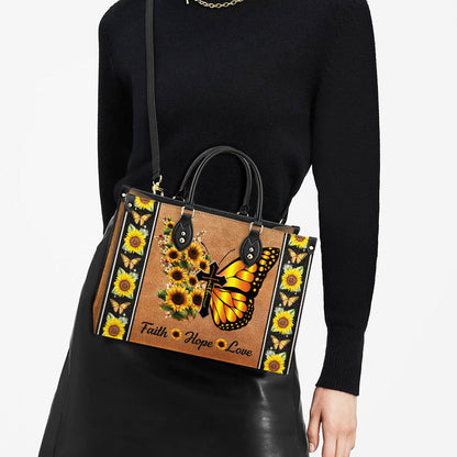 Faith Butterfly Sunflower Leather Bag, Women's Pu Leather Bag, Best Mother's Day Gifts