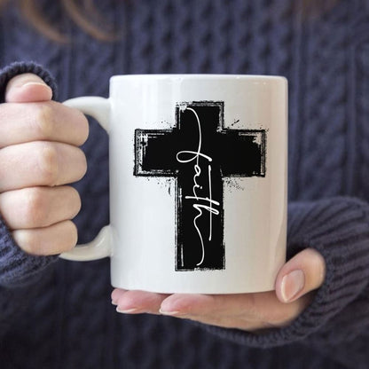 Faith Cross Coffee Mug, Christian Mug, Bible Mug, Faith Gift, Encouragement Gift