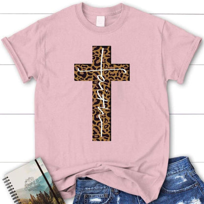 Faith Cross Leopard Womens Christian T Shirt  Faith Apparel, Blessed T Shirt, Bible T shirt, T shirt Women