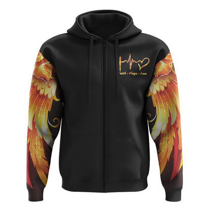 Faith Cross Rose Wings Golden All Over Print 3D Hoodie, Christian Hoodie, Christian Sweatshirt, Bible Verse Shirt