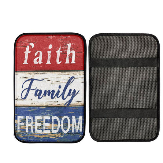 Faith Family Freedom Patriotic Car Center Console Cover, Christian Car Accessories