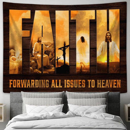 Faith Forwarding All Issues To Heaven Jesus Tapestry, Tapestries for Living Room Bedroom