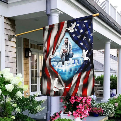 Faith God Jesus Hand Flag, Outdoor Christian House Flag, Christian Flag, Scripture Flag, Garden Banner