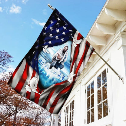 Faith God Jesus Hand Flag, Outdoor Christian House Flag, Christian Flag, Scripture Flag, Garden Banner