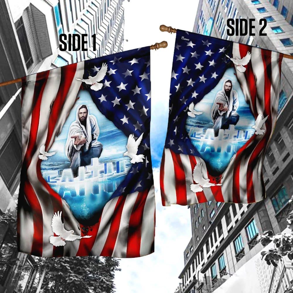 Faith God Jesus Hand Flag, Outdoor Christian House Flag, Christian Flag, Scripture Flag, Garden Banner