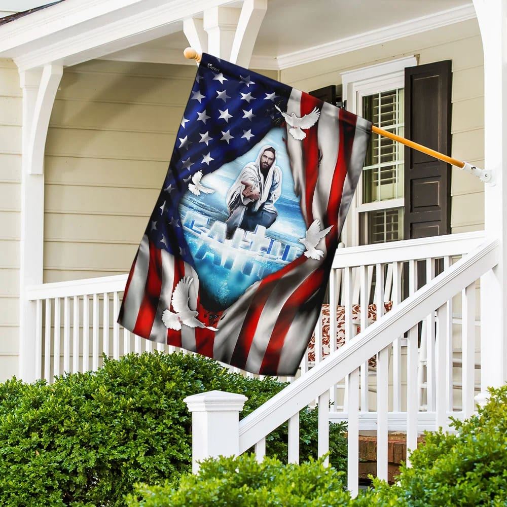 Faith God Jesus Hand Flag, Outdoor Christian House Flag, Christian Flag, Scripture Flag, Garden Banner