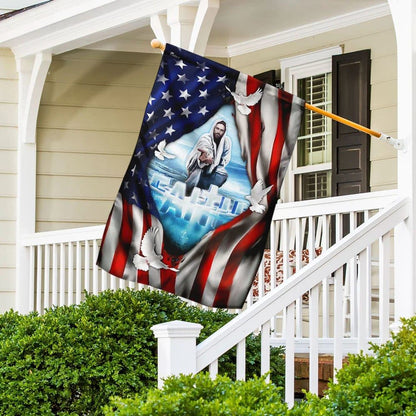 Faith God Jesus Hand Flag, Outdoor Christian House Flag, Christian Flag, Scripture Flag, Garden Banner