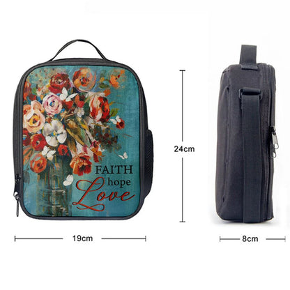 Faith Hope Love Butterfly Rose Christian Lunch Bag, Christian Lunch Bag, Religious Lunch Box For School, Picnic