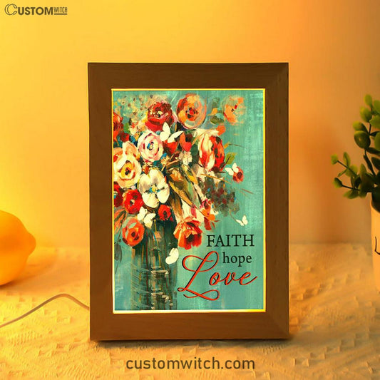 Faith Hope Love Butterfly Rose Christian Night Light - Bible Verse Decor - Scripture Art