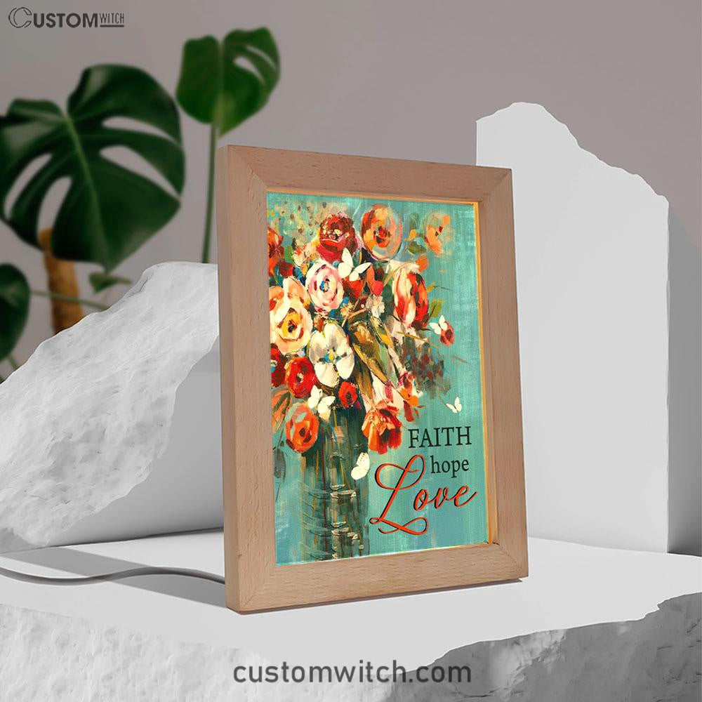 Faith Hope Love Butterfly Rose Christian Night Light - Bible Verse Decor - Scripture Art