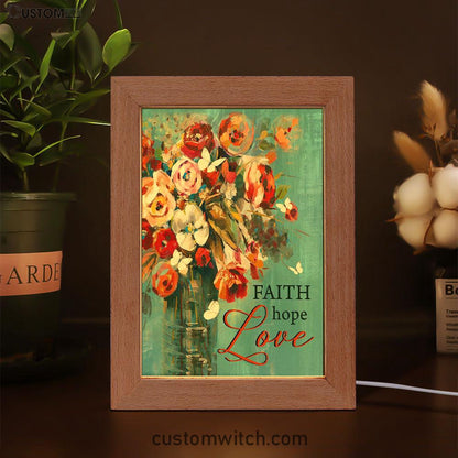 Faith Hope Love Butterfly Rose Christian Night Light - Bible Verse Decor - Scripture Art