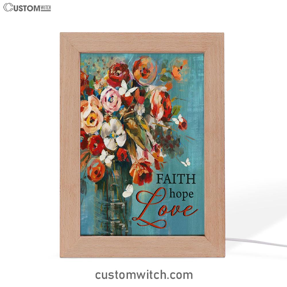 Faith Hope Love Butterfly Rose Christian Night Light - Bible Verse Decor - Scripture Art