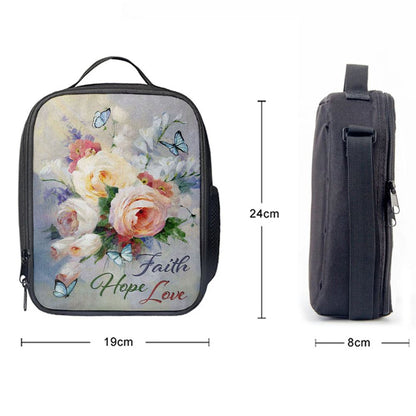 Faith Hope Love Butterfly Roses Christian Lunch Bag, Christian Lunch Bag, Religious Lunch Box For School, Picnic