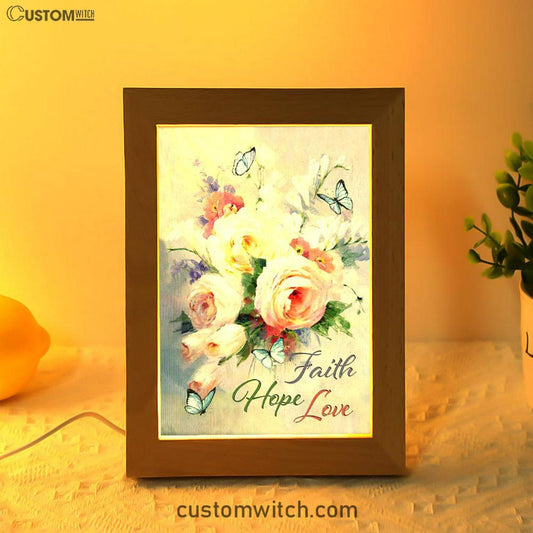 Faith Hope Love Butterfly Roses Christian Night Light - Bible Verse Decor - Scripture Art