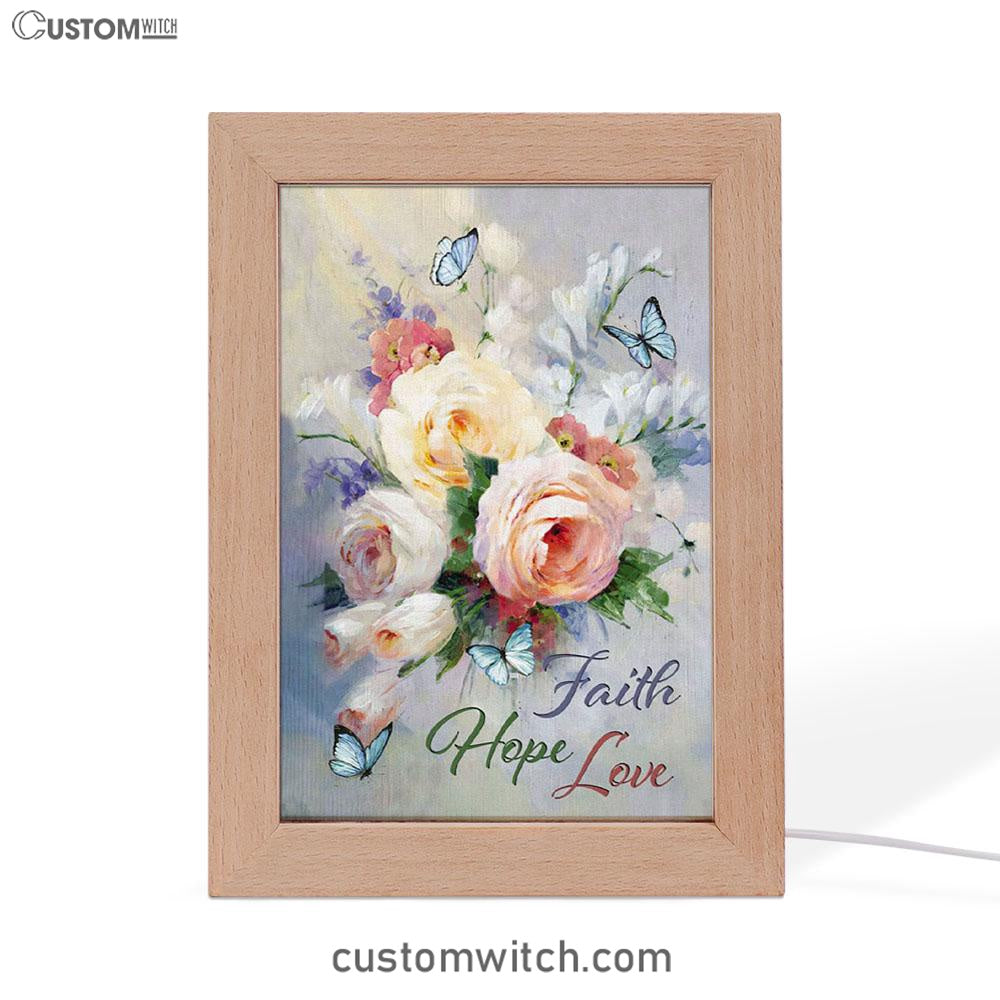 Faith Hope Love Butterfly Roses Christian Night Light - Bible Verse Decor - Scripture Art