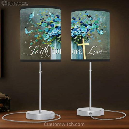 Faith Hope Love Table Lamb Gift - Butterfly - Christian Bedroom Decor