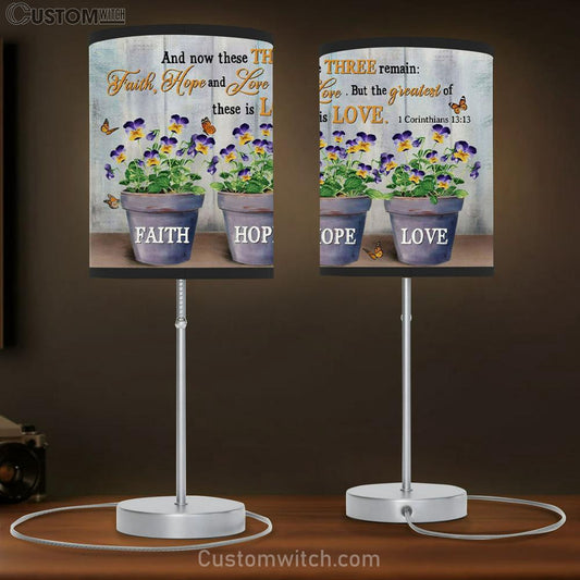 Faith Hope Love Table Lamb Gift - Butterfly Flower Vases - Christian Bedroom Decor