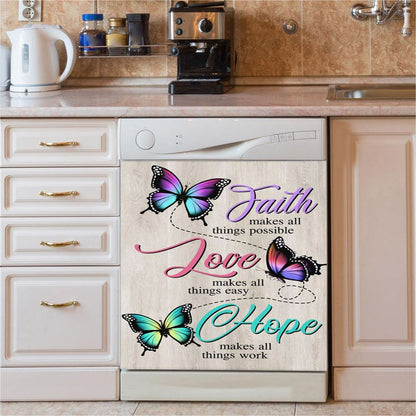 Faith Hope Love Faith Makes All Things Possible Dishwasher Cover, Bible Verse Dishwasher Magnet Cover, Scripture Kitchen Decor