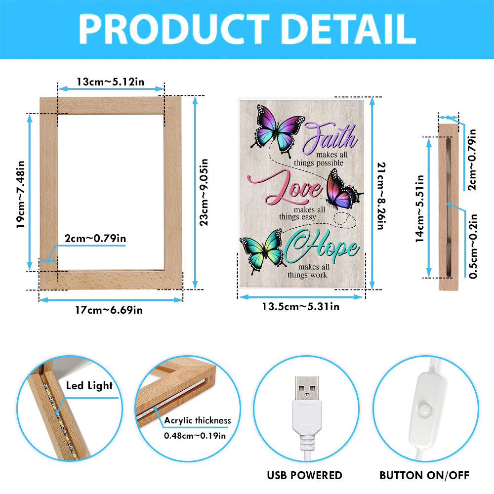 Faith Hope Love Faith Makes All Things Possible Frame Lamp Prints - Bible Verse Decor - Scripture Art