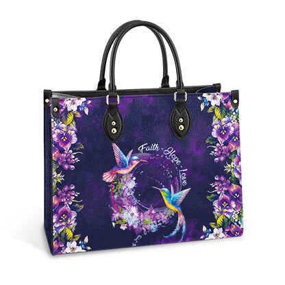 Faith Hope Love Hummingbird Leather Bag, Women's Pu Leather Bag, Best Mother's Day Gifts
