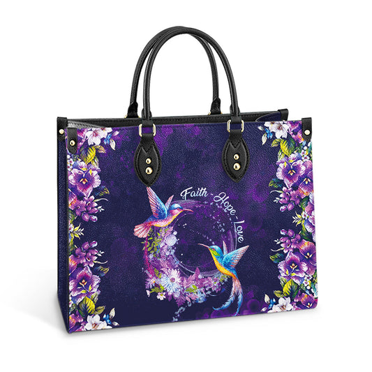 Faith Hope Love Hummingbird Leather Bag, Women's Pu Leather Bag, Best Mother's Day Gifts