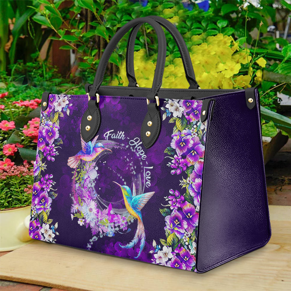 Faith Hope Love Hummingbird Leather Bag, Women's Pu Leather Bag, Best Mother's Day Gifts