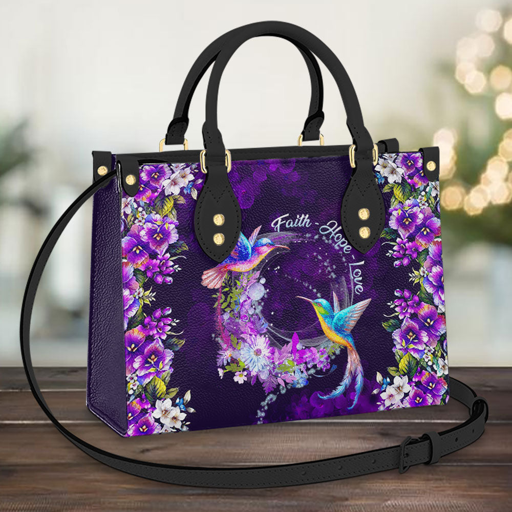 Faith Hope Love Hummingbird Leather Bag, Women's Pu Leather Bag, Best Mother's Day Gifts