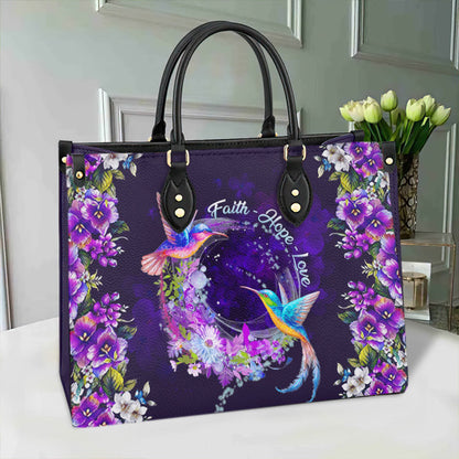 Faith Hope Love Hummingbird Leather Bag, Women's Pu Leather Bag, Best Mother's Day Gifts
