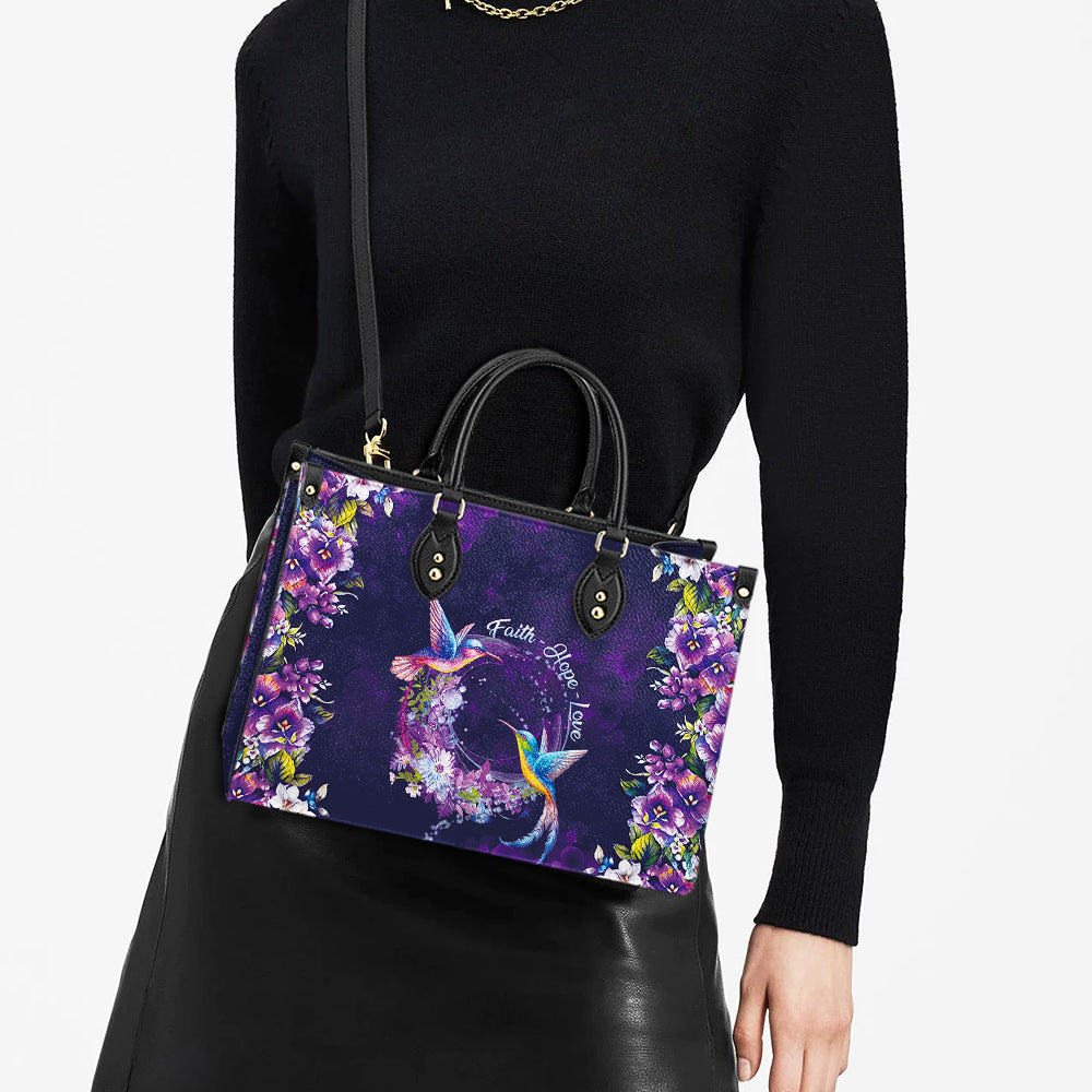 Faith Hope Love Hummingbird Leather Bag, Women's Pu Leather Bag, Best Mother's Day Gifts