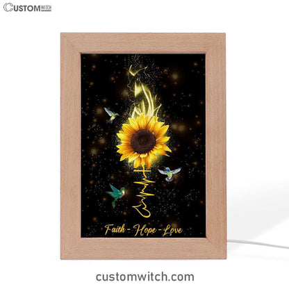 Faith Hope Love Hummingbird Sunflower Frame Lamp Prints - Bible Verse Decor - Scripture Art