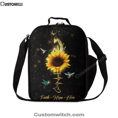 Faith Hope Love Hummingbird Sunflower Lunch Bag, Christian Lunch Bag, Religious Lunch Box For School, Picnic