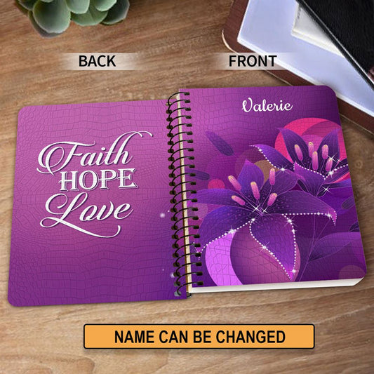 Faith Hope Love Personalized Spiral Notebook, Christian Spiritual Gifts For Friends