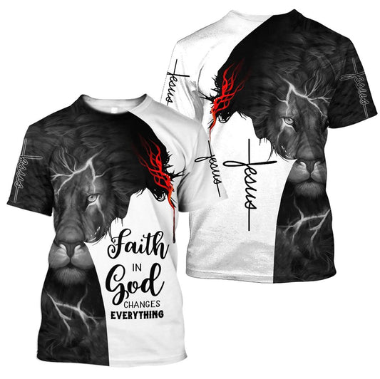 Faith In God Jesus Lion Jesus Unisex All Over Print 3D T-Shirt, Gift For Christian, Jesus Shirt