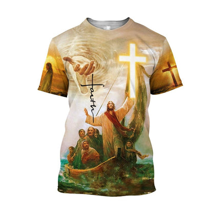 Faith In God Jesuss All Over Print 3D T-Shirt, Gift For Christian, Jesus Shirt