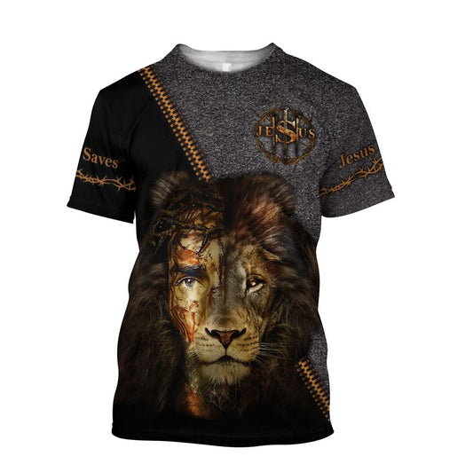 Faith In God Lion Save Jesus All Over Print 3D T-Shirt, Gift For Christian, Jesus Shirt