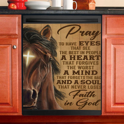 Faith In God Stunning Horse Dishwasher Cover, Christian Dishwasher Magnet Cover, Religious Kitchen Decor