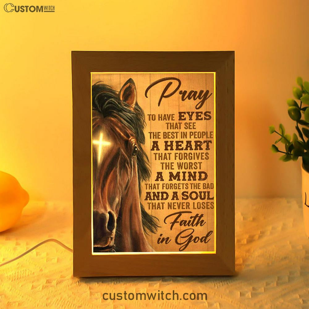 Faith In God Stunning Horse Frame Lamp Art - Christian Art Decor - Religious Gifts Night Light