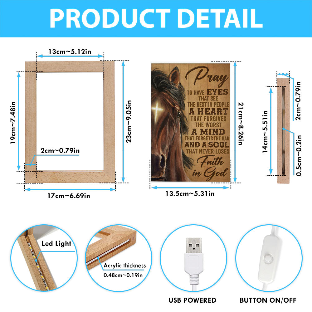 Faith In God Stunning Horse Frame Lamp Art - Christian Art Decor - Religious Gifts Night Light