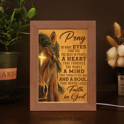Faith In God Stunning Horse Frame Lamp Art - Christian Art Decor - Religious Gifts Night Light