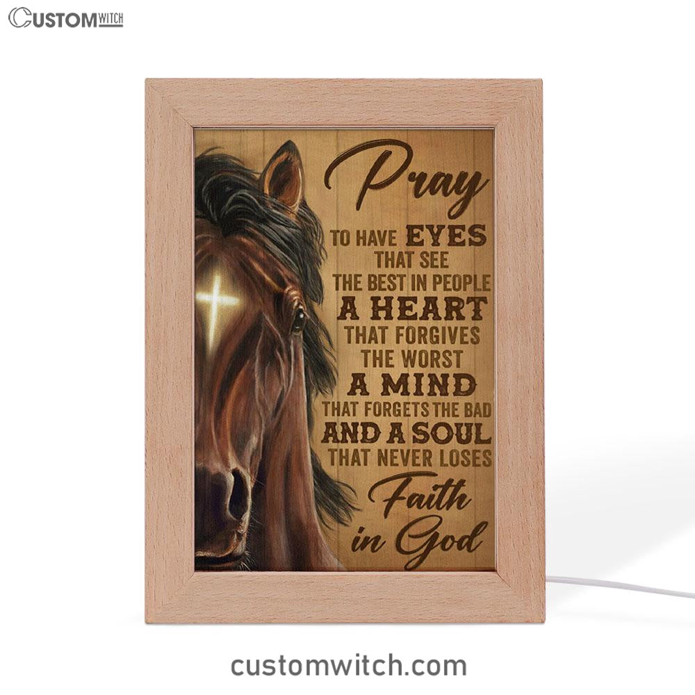 Faith In God Stunning Horse Frame Lamp Art - Christian Art Decor - Religious Gifts Night Light