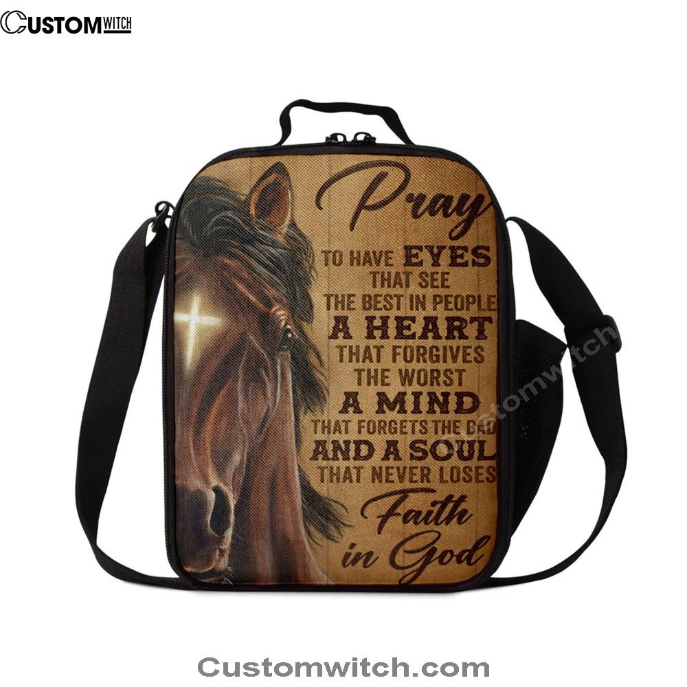 Faith In God Stunning Horse Lunch Bag, Christian Lunch Bag, Religious Lunch Box For School, Picnic