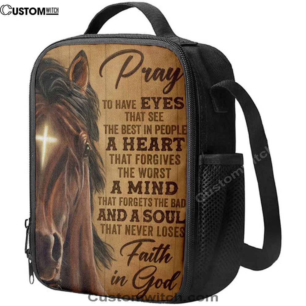 Faith In God Stunning Horse Lunch Bag, Christian Lunch Bag, Religious Lunch Box For School, Picnic