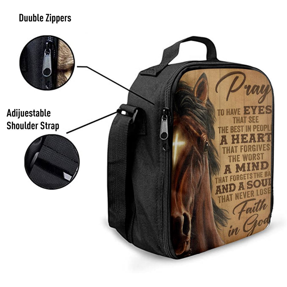 Faith In God Stunning Horse Lunch Bag, Christian Lunch Bag, Religious Lunch Box For School, Picnic