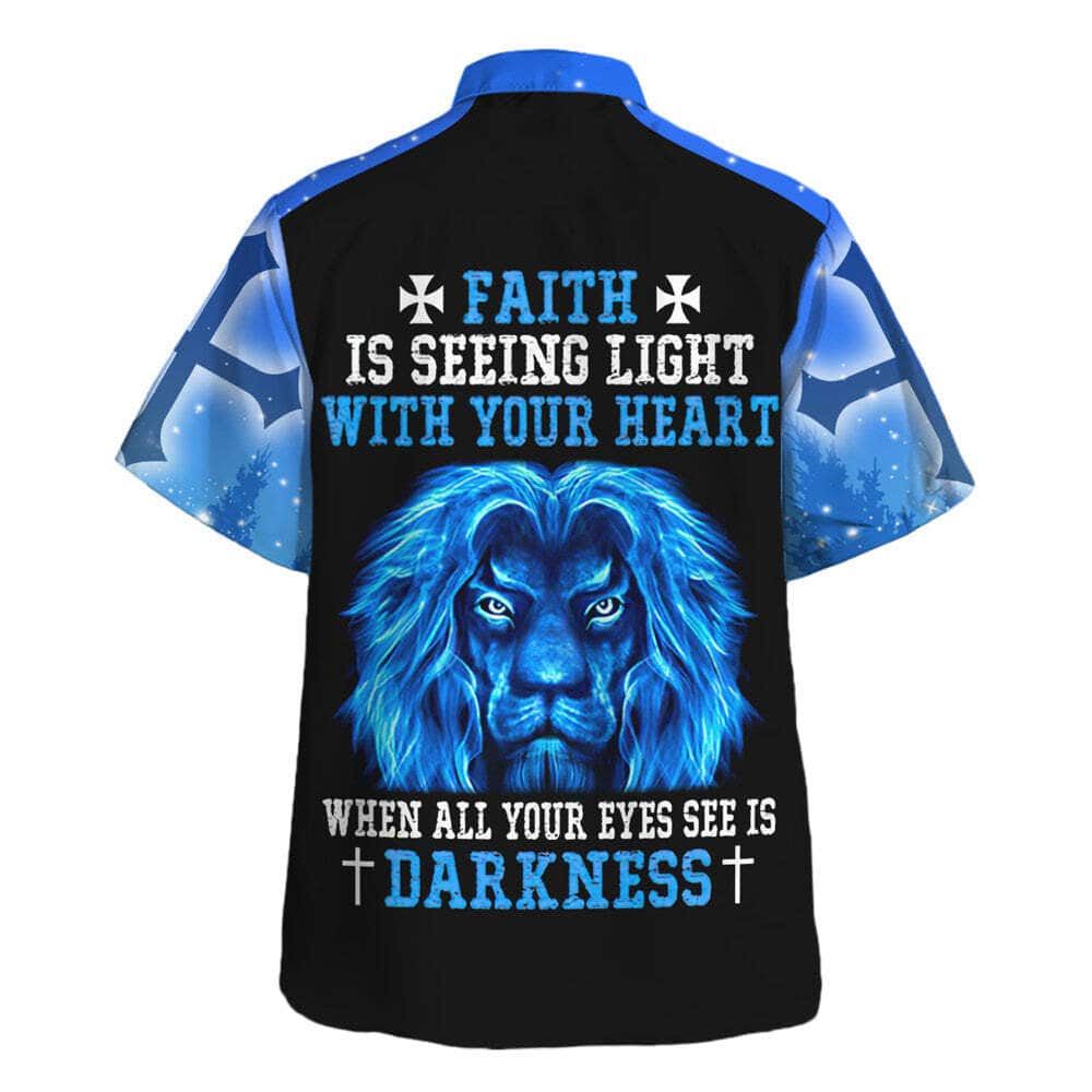 Faith Is Seeing Light Lion Hawaiian Shirt For Men, Christian Hawaiian Shirt, Gift For Christian