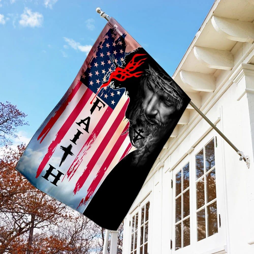 Faith Jesus Christ American House Flags, Christian Flag, Scripture Flag, Garden Banner